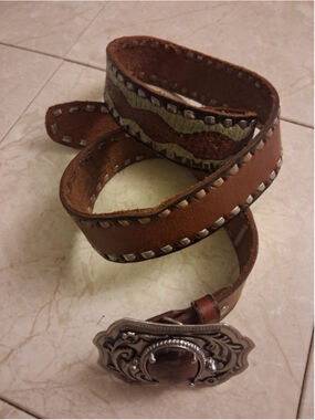 Bill Lavin leather island belt Men’s SZ 38 Rattle Snake